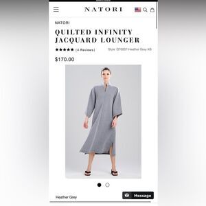EUC Natori Infinity Heather Gray Jacquard Sleep Jacket Loungewear Nightgown XS